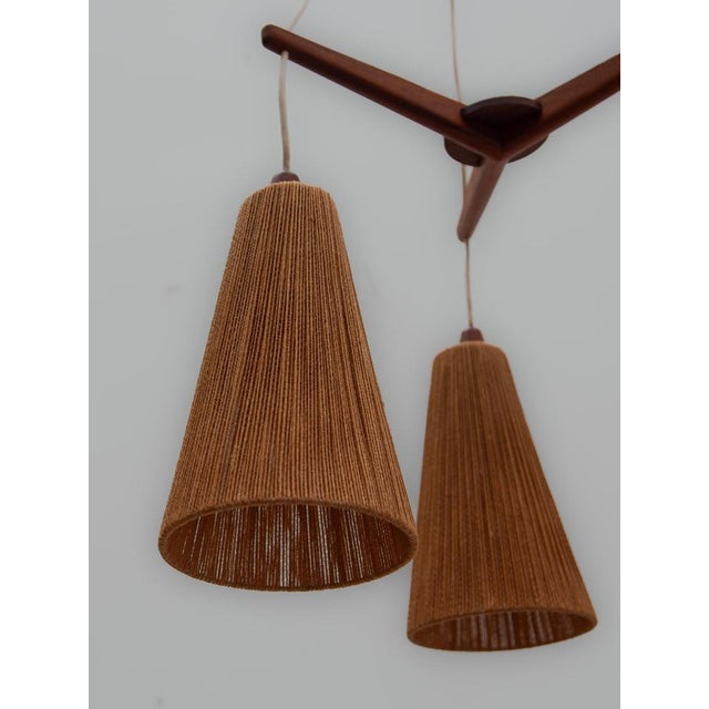 Teak and Jute Cord Pendant Cascade Lamp from Temde, 1960s For Sale - Image 10 of 12