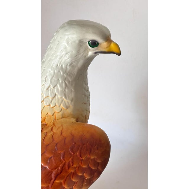Ceramic French Hand-Painted Ceramic Eagle Sculpture, 1970s For Sale - Image 7 of 16