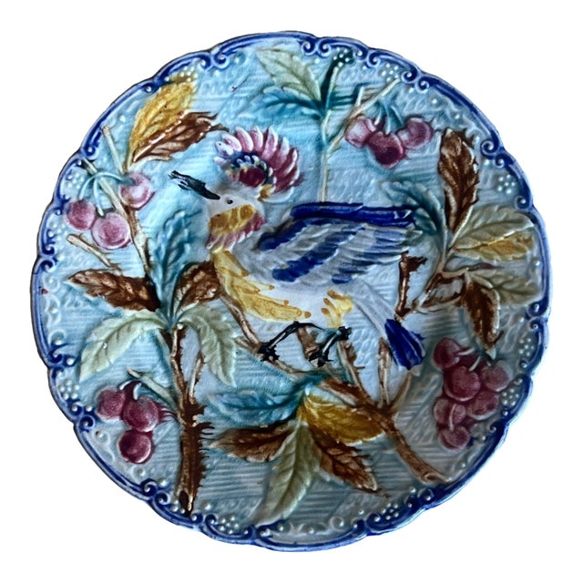 Wasmuel Majolica Plate, Belgium, 1890's For Sale