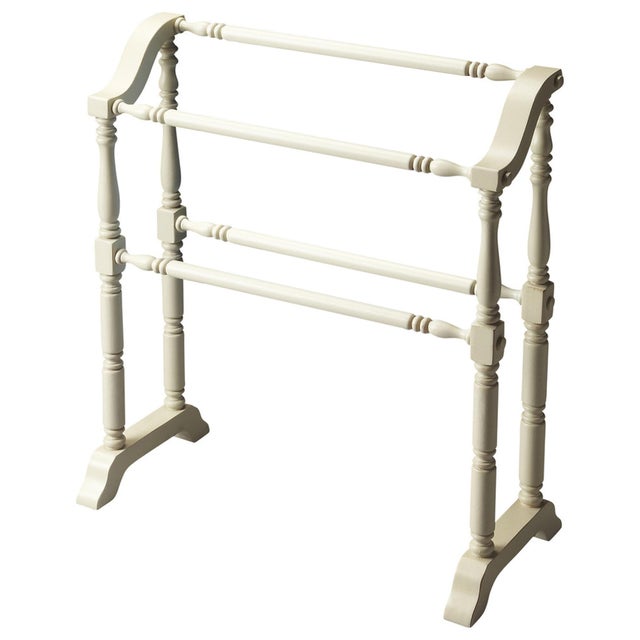 Traditional Lillian 28 in. W Rectangular Wood 2 Rail Traditional Blanket Stand, Cottage White For Sale - Image 3 of 3
