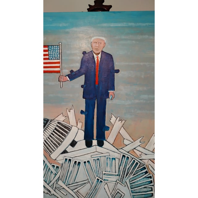 2020s Original Lorenzo Scott Oil Painting "Donald Trump Done Torn the White House Down". For Sale - Image 5 of 13