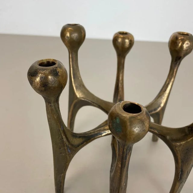 Mid-Century German Brutalist Candleholder in Bronze from Michael Harjes, 1960s For Sale - Image 6 of 18