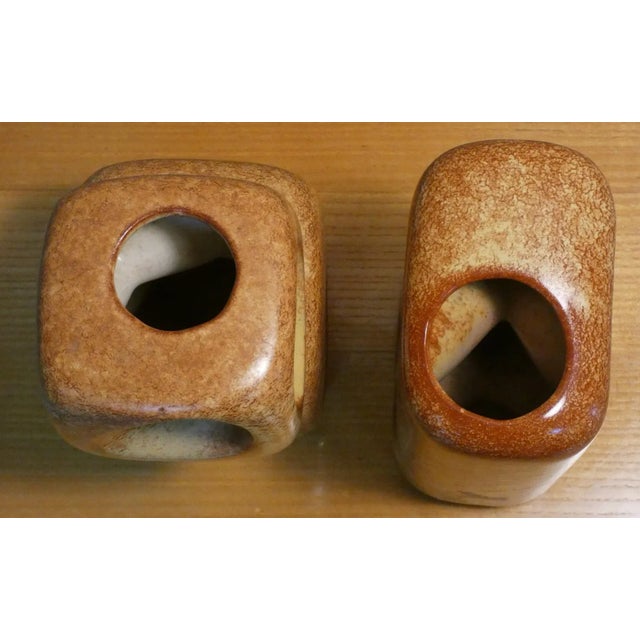 Vases with Geometric Shapes by Roberto Rigon for Bertoncello Ceramiche Darte, Italy, 1970s, Set of 2 For Sale - Image 4 of 9