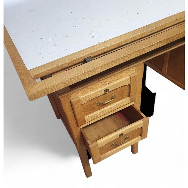 Large Oak Architect's Desk, 1940s For Sale - Image 11 of 18