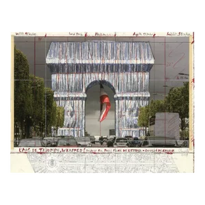 2019 Javacheff Christo 'L'Arc de Triomph, Wrapped Project for Paris I' Contemporary Blue, White, Green Germany Offset Lithograph