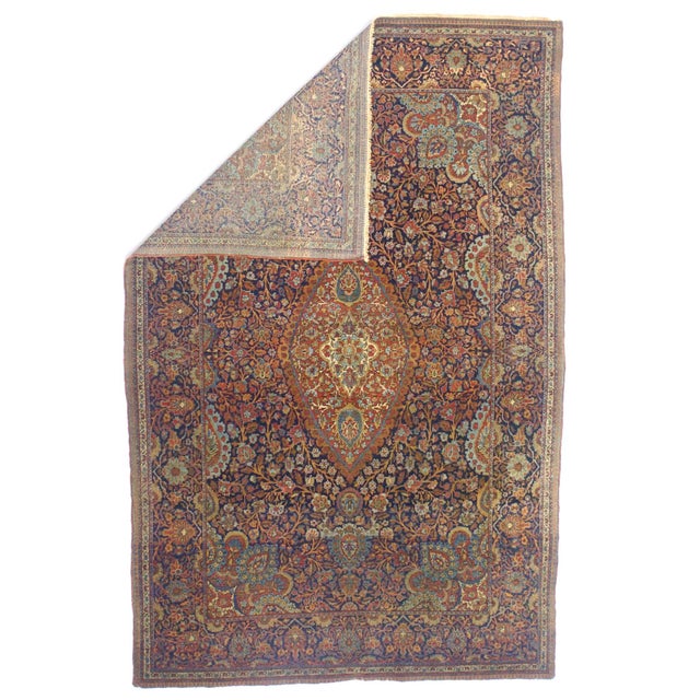 Antique Persian Dabir Kashan Rug 4’4" x 6’6". Central Persian city known for finely woven. room size and scatter rugs,...