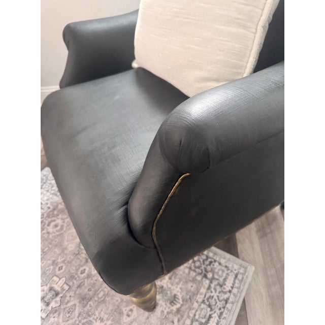 Vintage-Inspired Accent Chair - Black With Gold Detailing - Revived by Rodarte For Sale - Image 4 of 6