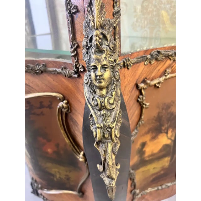 Antique 19th C. French Louis XV Vernis Martin Ormolu Serpentine Vitrine Cabinet For Sale - Image 18 of 18