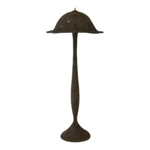 Antique Large-Scale Painted Wicker Mushroom Style Floor Lamp, Circa 1910s-20s
