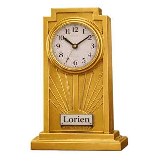 Vintage Art Deco Terracotta Table Clock 30cm - Handmade Polyurethane Mantel Clock For Sale