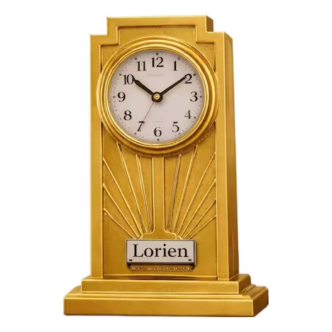 Vintage Art Deco Terracotta Table Clock 30cm - Handmade Polyurethane Mantel Clock For Sale