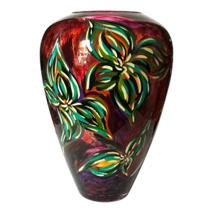 1990s Original Hand Painted Vase by Monique Nichols Signed and Numbered