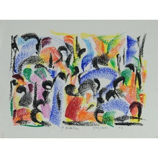 Françoise Galle, Abstract Genre Scene, 1940, Pastel on Paper For Sale