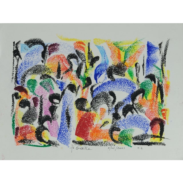 Françoise Galle, Abstract Genre Scene, 1940, Pastel on Paper For Sale