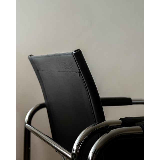 Vintage Bauhaus Klinte Lounge Chairs in Chrome and Leather by Tord Björklund for Ikea, 1980s, Set of 2 For Sale - Image 13 of 18
