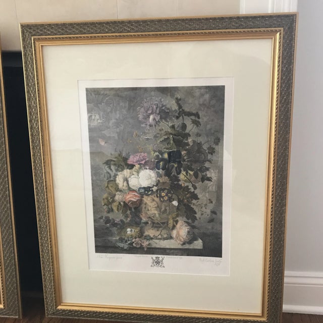 Italian Vintage Extra Large J. Pocker Framed Italian Hand Colored Prints - a Pair For Sale - Image 3 of 11
