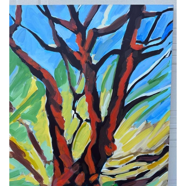 Large 48" × 48" Original Expressionist Tree Painting, 1998, Vibrant Colorful For Sale In San Diego - Image 6 of 18