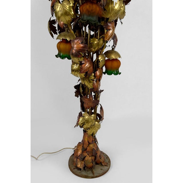 Vintage Hollywood Regency Vine Floor Lamp in Patinated Metal, 1960 For Sale - Image 10 of 16