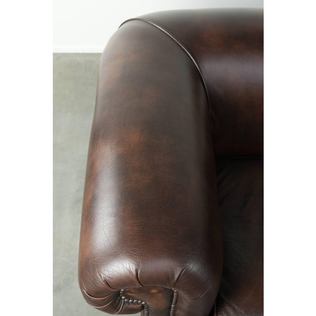 Chesterfield Sofa and Chair in Cowhide Leather, Set of 2 For Sale - Image 16 of 18