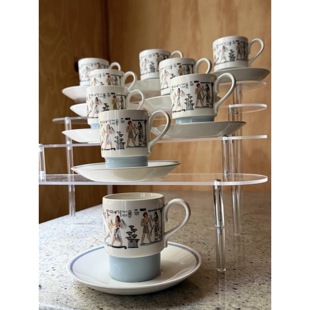 Dutch Modernist Egyptian Revival Espresso Service by Petrus Regout for Royal Sphinx Maastricht, 1960s, Set of 18 For Sale - Image 15 of 17