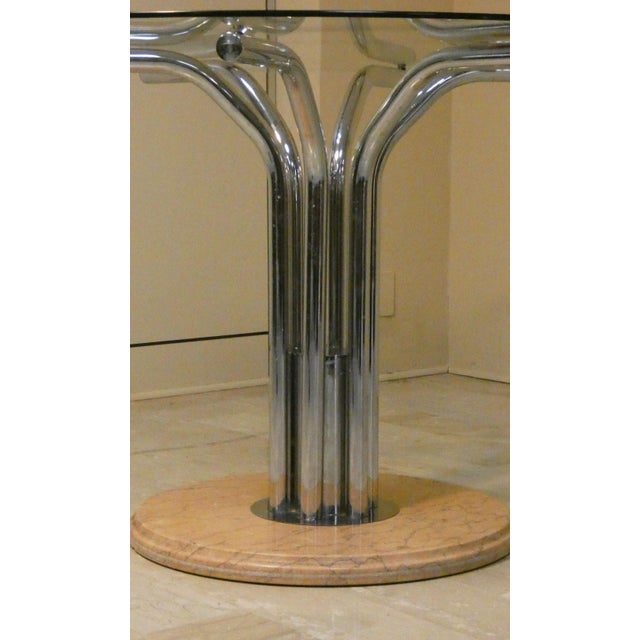 Dining Table with Marble & Tempered Glass, 1970s For Sale - Image 3 of 15