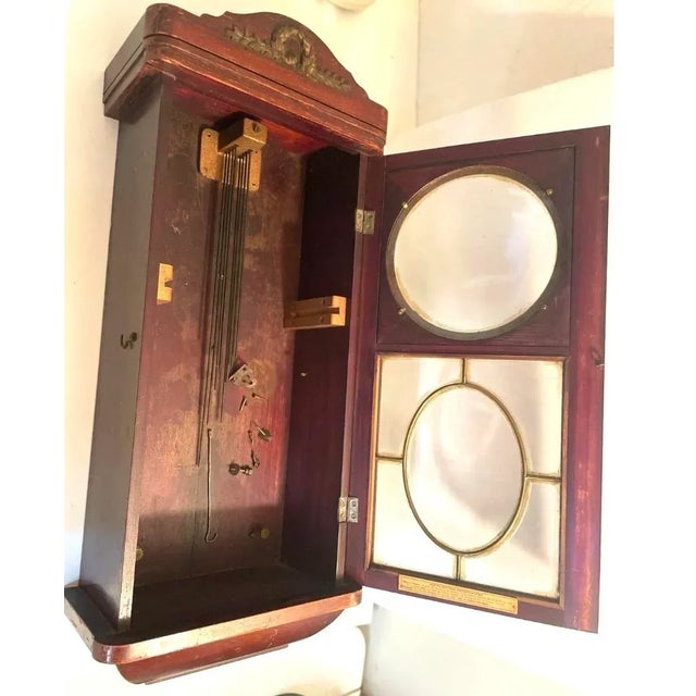 Early 20th Century Antique French Vedette Wooden Wall Clock For Sale - Image 5 of 12