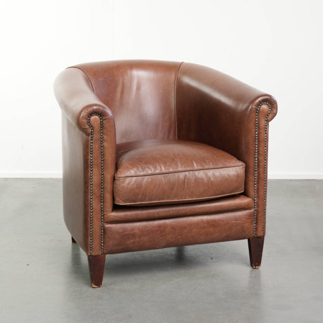 English-Style Club Chair in Cowhide Leather For Sale - Image 12 of 12