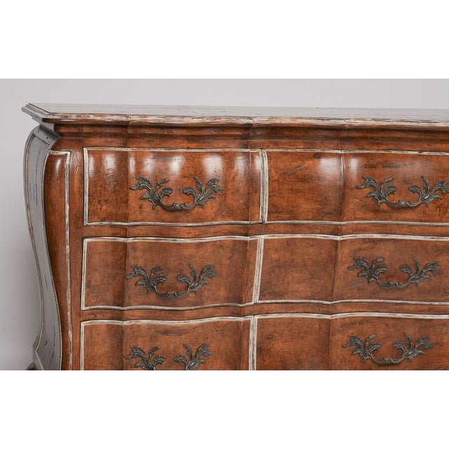 Late 20th Century Late 20th Century Judson Rothschild Style “Anastasia Collection” Italian Rococo Louis XV Bombe Walnut Triple Dresser Credenza For Sale - Image 5 of 9