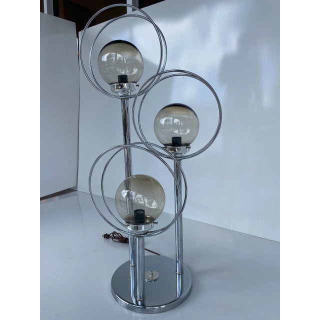 Vintage Midcentury Space Age Chrome Orbs and Rings ThreeTiered Table