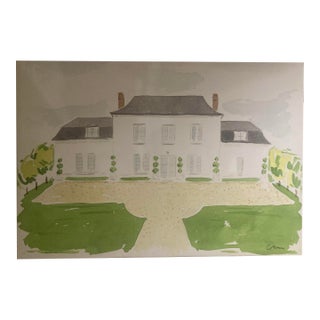 Chateau Painting Printed on Large Canvas For Sale