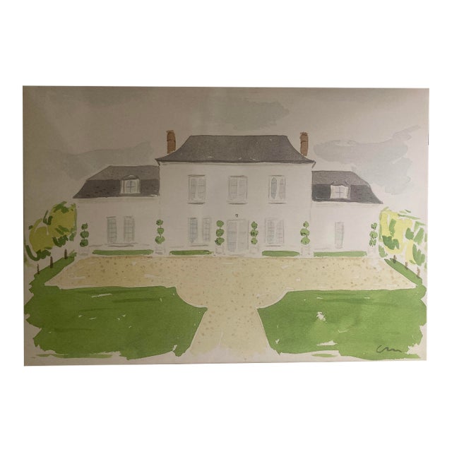 Chateau Painting Printed on Large Canvas For Sale