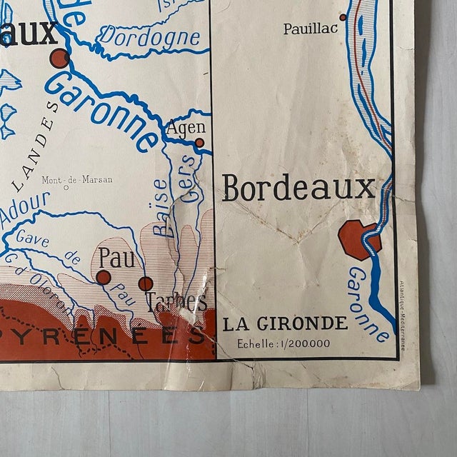 1950s Vintage School Map of Atlantic Coast and Mediterranean Sea, 1950s For Sale - Image 5 of 9