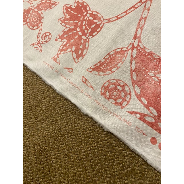Traditional Nina Campbell's "Kylemore" Coral Large Scale Floral & Vine Fabric - 3 Yards For Sale - Image 3 of 9