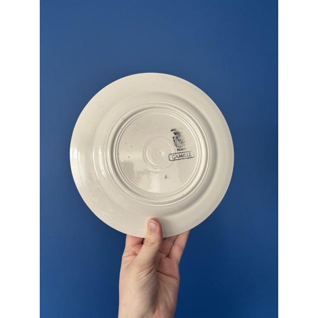 Vintage Camille Pattern Dessert Plates by Sarreguemines & Digoin, 1950s, Set of 6 For Sale - Image 4 of 7