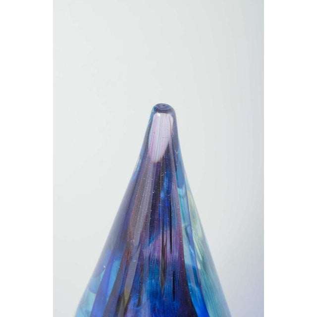 Murano Drop-Shaped Sculpture in Clear and Blue-Violet Art Glass, 1970s For Sale - Image 3 of 5