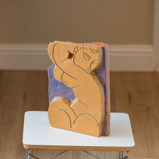 A striking mid-century studio pottery relief based on Amedeo Modigliani’s iconic "Caryatid" series (c. 1913). This piece...