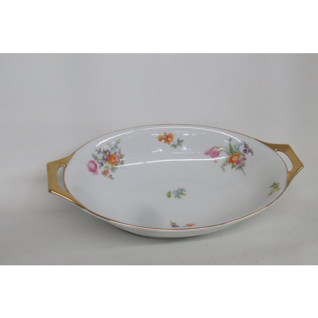 Thomas Bavaria Lakewood Floral Oval Serving Bowl Gold Edge and Handles 4582b For Sale - Image 13 of 15