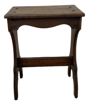 Vintage Decorative Wood Stool With Curved Silhouette and Exposed Peg Details