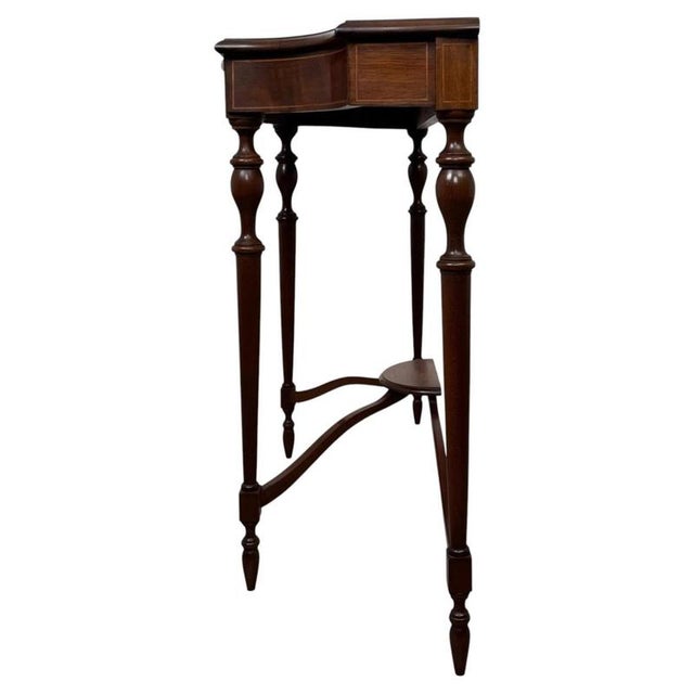 Early 20th Century Antique English Mahogany Serpentine Side Table For Sale - Image 9 of 10