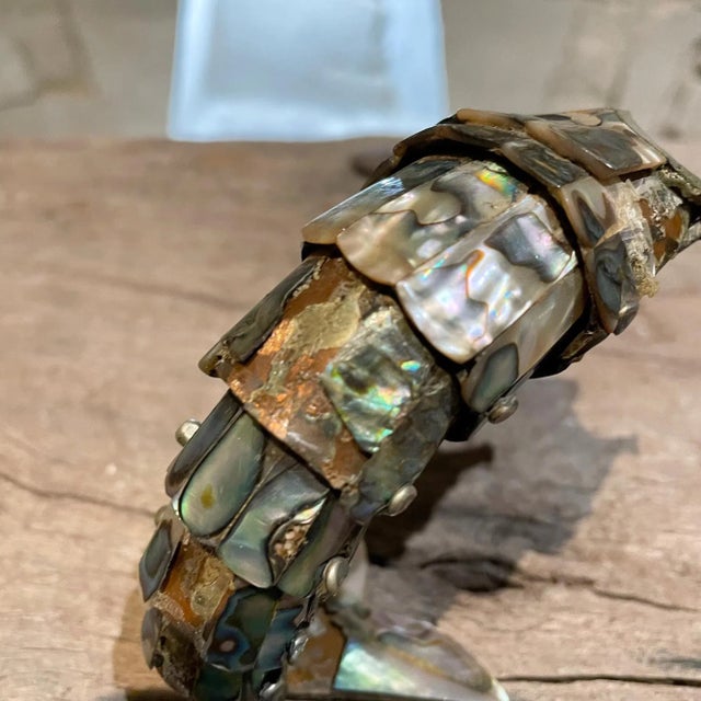 Silver 1970s Los Castillo Taxco Abalone Stone Fish Bottle Opener For Sale - Image 8 of 13