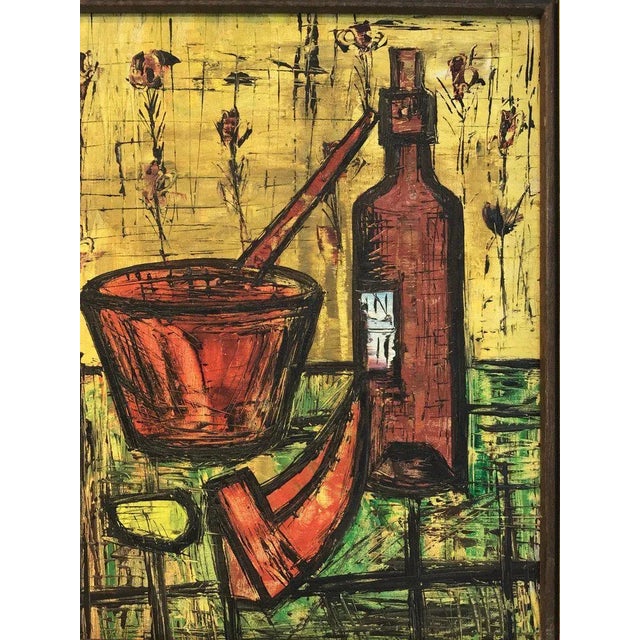 French school still life in the manner of Bernard Buffet, unsigned. Measures: Oil on canvas 16" x 20" Framed 17" x 21".
