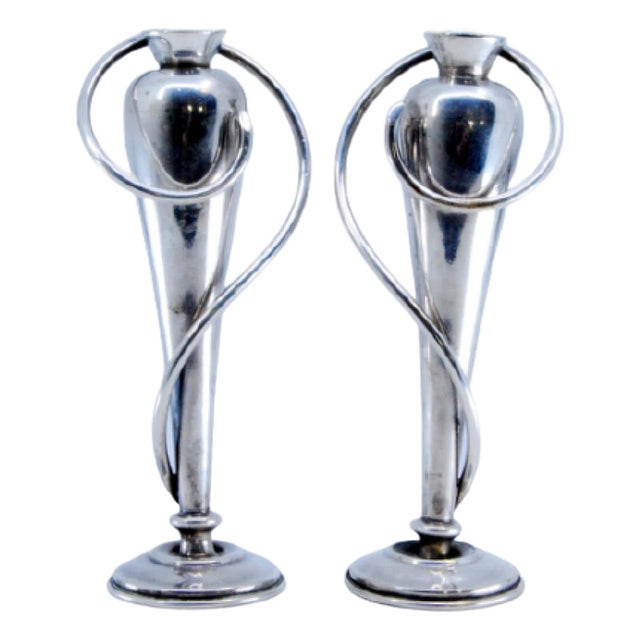 Embossed Glass Jars with Silver Scrolls and Beaded Base For Sale