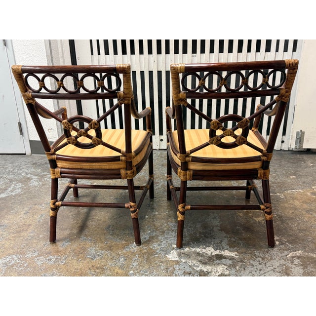 2010s McGuire Style Target Back Armchairs, Pair For Sale - Image 5 of 12