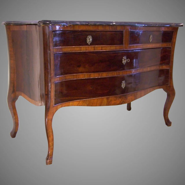 Rosewood Serpentine Marble Top Commode For Sale - Image 10 of 10