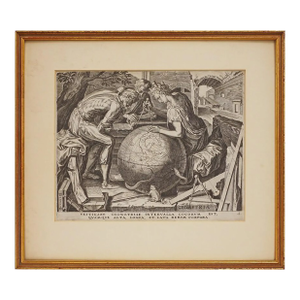 Antique Engraving Geometria Cornelis Cort Netherland Framed Renaissance Art