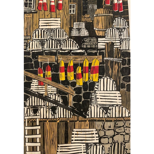 1958 David Stearns Live Lobsters Woodblock Print For Sale - Image 4 of 5