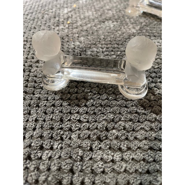 Baccarat Antique Baccarat Baby Bust Glass Knife Rests With Cherub Faces on Each Side - Set of 8 For Sale - Image 4 of 6