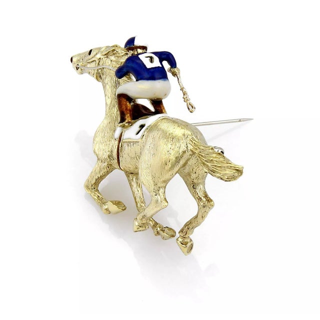 Material & Hallmark: 18k yellow gold enamel / Martine 18k Measurement: 2.75" long x 1.75" tall x 3/4" deep Weight: 34.2...