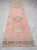 Salmon Long Turkish Hallway Runner 3x13, Muted Pink and Green Oushak Rug, Hand Knotted Vintage Runner, Mid-Century Entryway Rug For Sale - Image 8 of 15