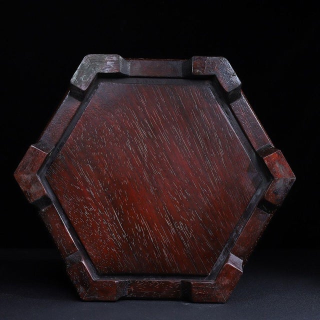 Late 19th Century Hexagonal Wood Tray With Mother-of-Pearl Goldfish Inlay For Sale In Los Angeles - Image 6 of 10